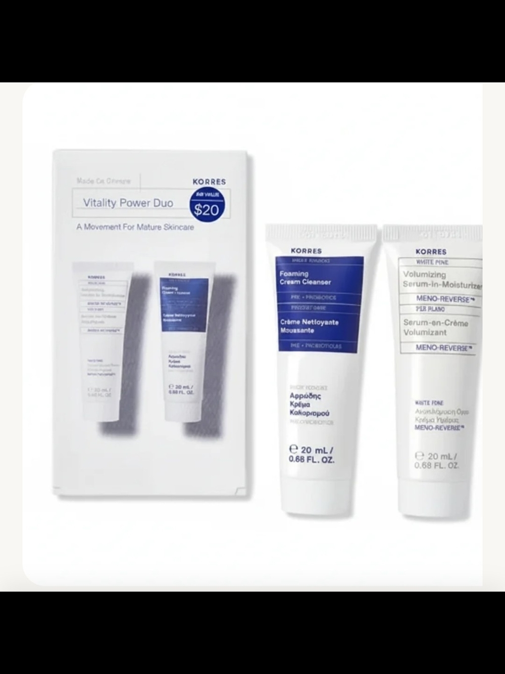 Korres Vitality Power Duo Gift Set White Pine Moisturizer & Greek Yogurt Cleanse